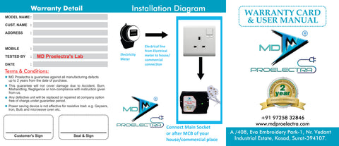 MD Proelectra (MDP09) - Power Saver (9 KW) - New Updated Electricity Saving Device (Electricity Saver) for Residential and Commercial - Made in India